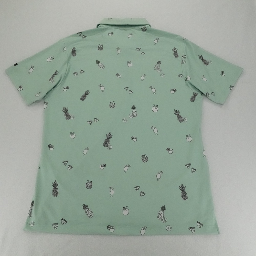 Bad Birdie Shirt Mens XL Mint Green Pineapple Cocktail Golf Stretch Polo - Picture 2 of 10